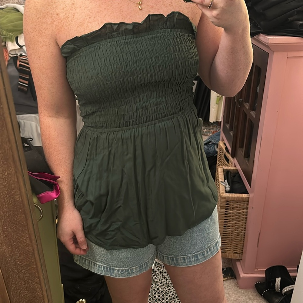 Strapless Green Blouse